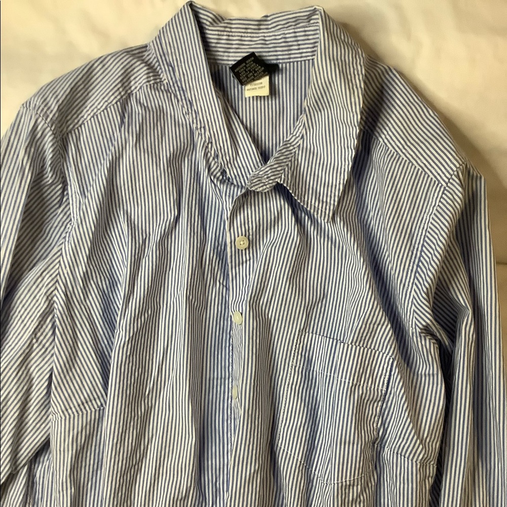 Blue and white stripped button down